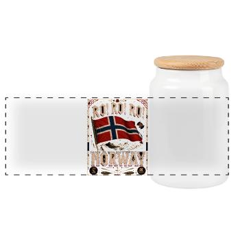 Norwegische Flagge im Vintage-Rahmen - Panorama Keksdose mit Holzdeckel - Weiß - Vorne