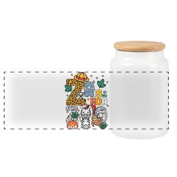 Z Is For Zoo Party Jungle Zoo Birthday Animals - Panoramic Cookie Jar with Wooden Lid - white - Front