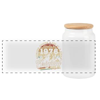1976 Vintage Vintage Birthday Gift Retro - Panoramic Cookie Jar with Wooden Lid - white - Front