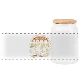 1966 Vintage Vintage Birthday Gift Retro - Panoramic Cookie Jar with Wooden Lid - white - Front