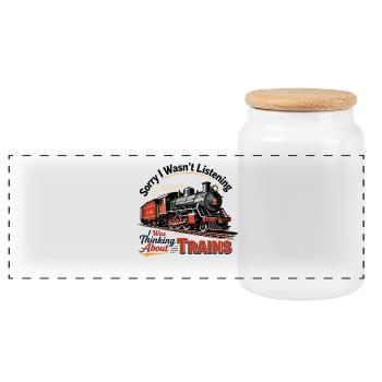 Illustration nostalgique de locomotive à vapeur - Boîte à biscuits avec couvercle en bois - blanc - Devant