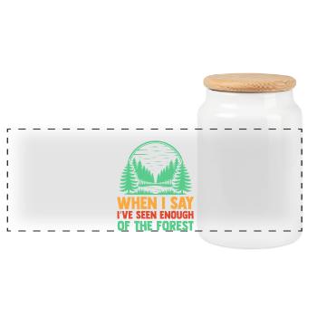 Hiking Mountain Trail Backpacking Outdoors Poaching - Panoramic Cookie Jar with Wooden Lid - white - Front