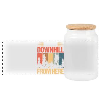 Hiking Mountain Trail Backpacking Outdoors Poaching - Panoramic Cookie Jar with Wooden Lid - white - Front