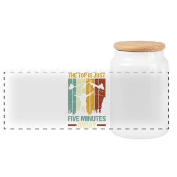 Hiking Mountain Trail Backpacking Outdoors Poaching - Panoramic Cookie Jar with Wooden Lid - white - Front