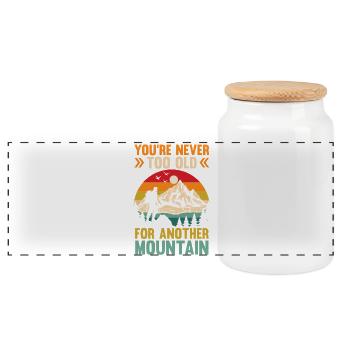 Hiking Mountain Trail Backpacking Outdoors Poaching - Panoramic Cookie Jar with Wooden Lid - white - Front