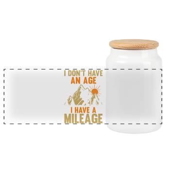 Hiking Mountain Trail Backpacking Outdoors Poaching - Panoramic Cookie Jar with Wooden Lid - white - Front