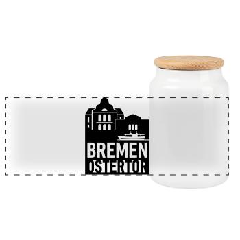 bremen ostertor - Panorama Keksdose mit Holzdeckel - Weiß - Vorne