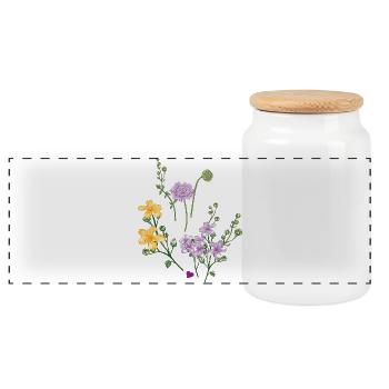 Gartenblumen  - Panorama Keksdose mit Holzdeckel - Weiß - Vorne