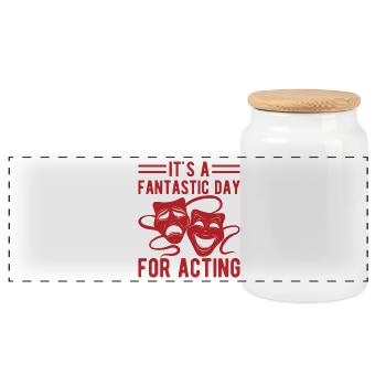 Musical Theatre Fantastic Day For Acting Design - Panoramic Cookie Jar with Wooden Lid - white - Front