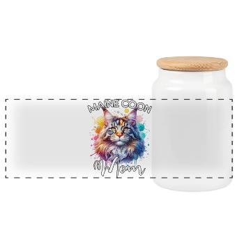 Maman Maine Coon - Boîte à biscuits avec couvercle en bois - blanc - Devant