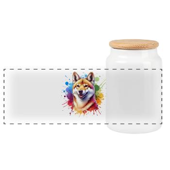 Australian Wild Dog Dingo - Panoramic Cookie Jar with Wooden Lid - white - Front