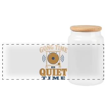 Klangbad Klangheilung Singing Bowl Gift - Panoramic Cookie Jar with Wooden Lid - white - Front