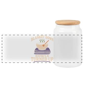 Klangbad Klangheilung Singing Bowl Gift - Panoramic Cookie Jar with Wooden Lid - white - Front