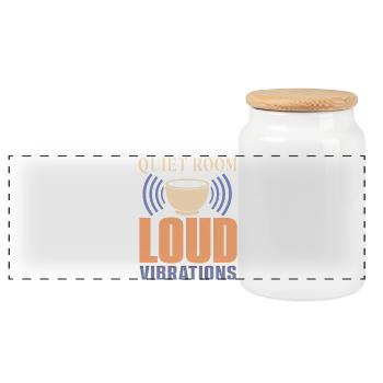 Cadeau du bol chantant Klangbad Klangheilung - Boîte à biscuits avec couvercle en bois - blanc - Devant