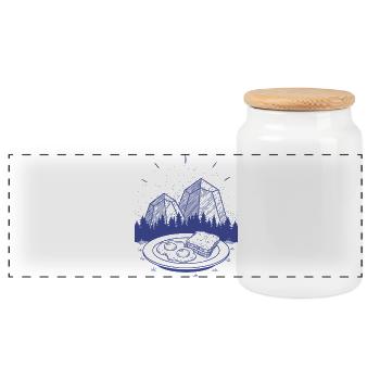 Breakfast Funny Brunch Coffee Pancake Food Second - Panoramic Cookie Jar with Wooden Lid - white - Front