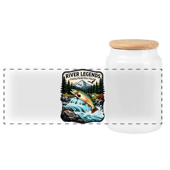 River Legends Sunrise Giants - Panoramic Cookie Jar with Wooden Lid - white - Front