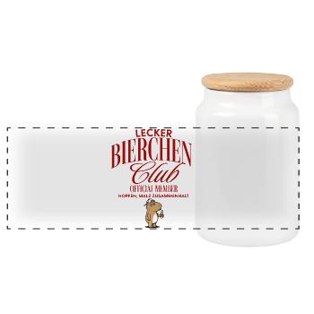 Lecker Bierchen Club - Panorama Keksdose mit Holzdeckel - Weiß - Vorne