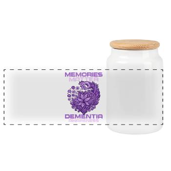 Counting Memories – Dementia Education - Panoramic Cookie Jar with Wooden Lid - white - Front