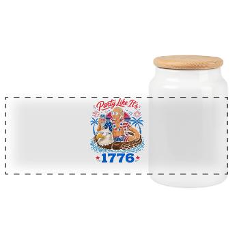 Celebrate like in 1776! Alexander Hamilton, 4th Ju - Panoramic Cookie Jar with Wooden Lid - white - Front