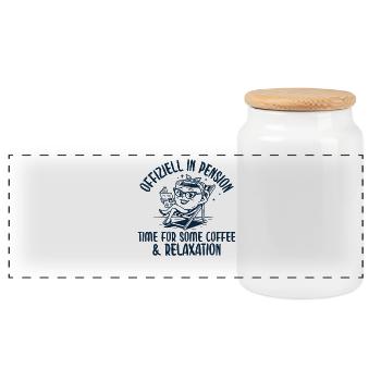 Officiellement à la retraite, il est temps de prendre un café - Boîte à biscuits avec couvercle en bois - blanc - Devant