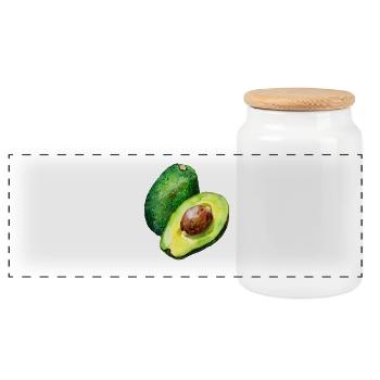 Avocat frais - Boîte à biscuits avec couvercle en bois - blanc - Devant