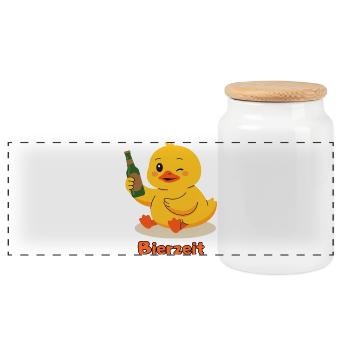 Ente Bierzeit - Panorama Keksdose mit Holzdeckel - Weiß - Vorne