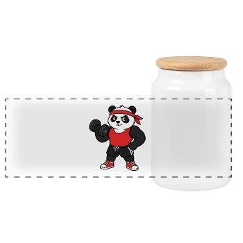 Gym Panda - Boîte à biscuits avec couvercle en bois - blanc - Devant