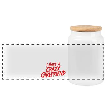 Petite amie folle Pardonne couple Petite amie folle - Boîte à biscuits avec couvercle en bois - blanc - Devant