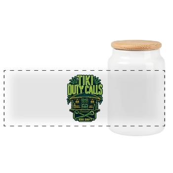 Barman shift Tiki Duty Appelle, bar tiki au bord de la piscine - Boîte à biscuits avec couvercle en bois - blanc - Devant