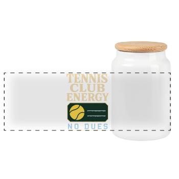 Tenniscore Tennis Club No Membership, Only - Panoramic Cookie Jar with Wooden Lid - white - Front