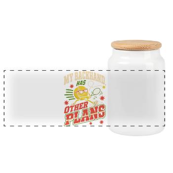 Tenniscore Tennis Club No Membership, Only - Panoramic Cookie Jar with Wooden Lid - white - Front