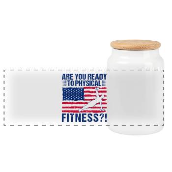Fitness Fanatics Ready Physical Fitness - Boîte à biscuits avec couvercle en bois - blanc - Devant