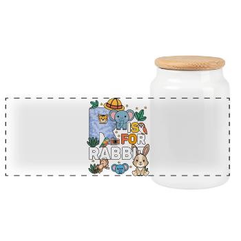 R c’est pour Fête du zoo de lapins Anniversaire du zoo de la jungle - Boîte à biscuits avec couvercle en bois - blanc - Devant