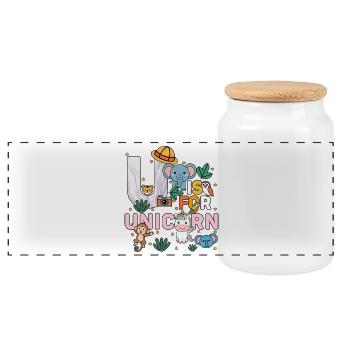 U c’est pour Fête du zoo de licorne Fête Anniversaire du zoo de la jungle - Boîte à biscuits avec couvercle en bois - blanc - Devant