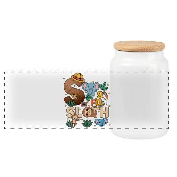 S c’est pour Fête du zoo paresseux Anniversaire du zoo de la jungle - Boîte à biscuits avec couvercle en bois - blanc - Devant