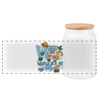 W c’est pour Fête du zoo de baleines Anniversaire du zoo de la jungle - Boîte à biscuits avec couvercle en bois - blanc - Devant