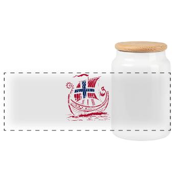 Norway Vacation Norge Fjords Travel Scandinavian - Panoramic Cookie Jar with Wooden Lid - white - Front