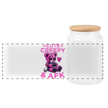 Pastel Goth Soft Goth Gaming Gamer - Panoramic Cookie Jar with Wooden Lid - white - Front