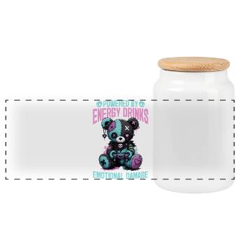 Pastel Goth Soft Goth Gaming Gamer - Panoramic Cookie Jar with Wooden Lid - white - Front