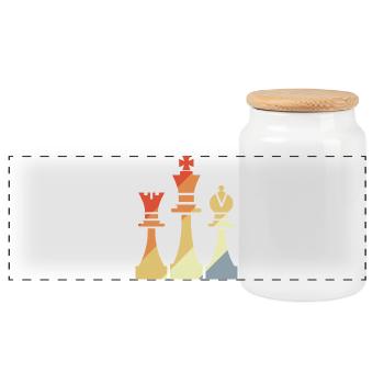Croquis de pièces d’échecs vintage - Boîte à biscuits avec couvercle en bois - blanc - Devant