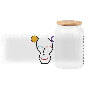 Visage géométrique coloré joyeux - Boîte à biscuits avec couvercle en bois - blanc - Devant