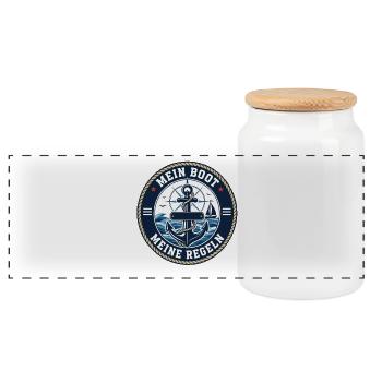 Mon bateau, mes règles – Déclaration du capitaine - Boîte à biscuits avec couvercle en bois - blanc - Devant