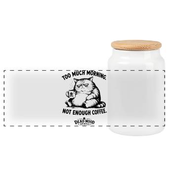Funny Coffee Meme | Sarcastic cat spell - Panoramic Cookie Jar with Wooden Lid - white - Front