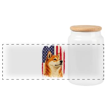 Drapeau patriotique Shiba Inu US Doge USA - Boîte à biscuits avec couvercle en bois - blanc - Devant