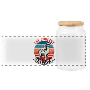 Das coolste Papa Retro-Alpaca - Panorama Keksdose mit Holzdeckel - Weiß - Vorne