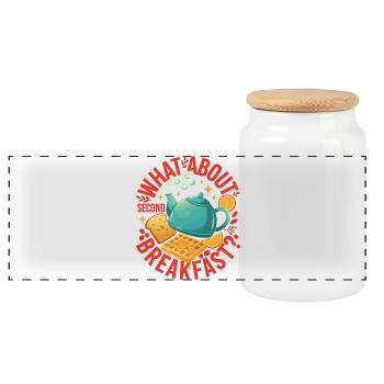 Breakfast What About Second Breakfast Brunch - Panoramic Cookie Jar with Wooden Lid - white - Front