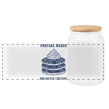 Petit déjeuner Créateur de crêpes Créateur de petit-déjeuner drôle - Boîte à biscuits avec couvercle en bois - blanc - Devant