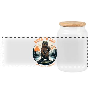 Bear SUP Paddleboard Board Stand Up Paddle Supboard - Boîte à biscuits avec couvercle en bois - blanc - Devant