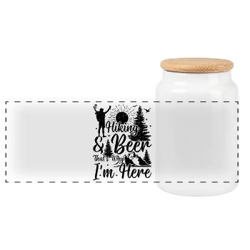 Hiking & Beer that's why i'm here - Mountain Hikin - Panoramic Cookie Jar with Wooden Lid - white - Front