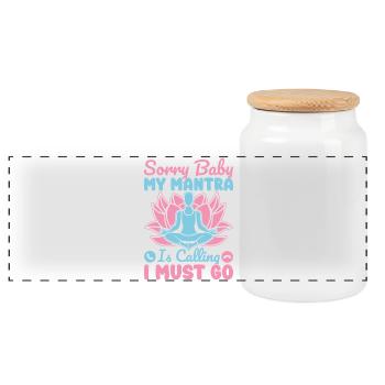 Yoga Mantra Is Calling I Must Go Funny Yoga - Panorama Keksdose mit Holzdeckel - Weiß - Vorne